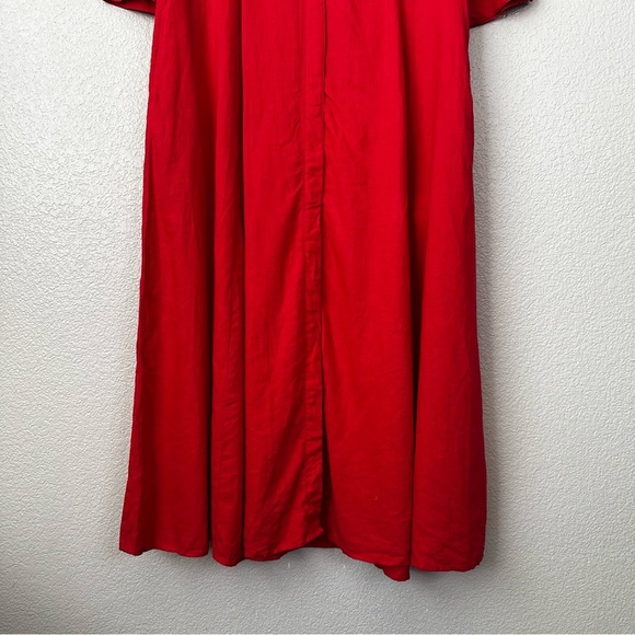 NWT Joie Linen Blend Red Button Down 3/4 Sleeves Maxi Dress, Size XL - Picture 4 of 11